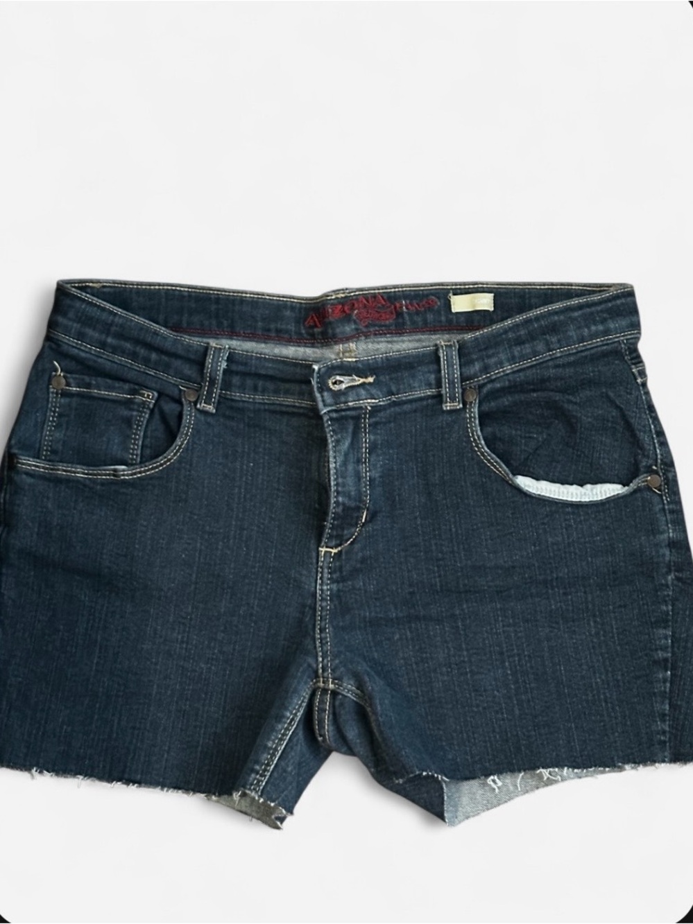 Arizona Jean Company Dark Blue Denim Cutoff Shorts Juniors plus size